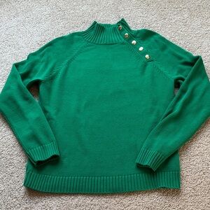 Chaps Green Button-Detail Women's Sweater sz large